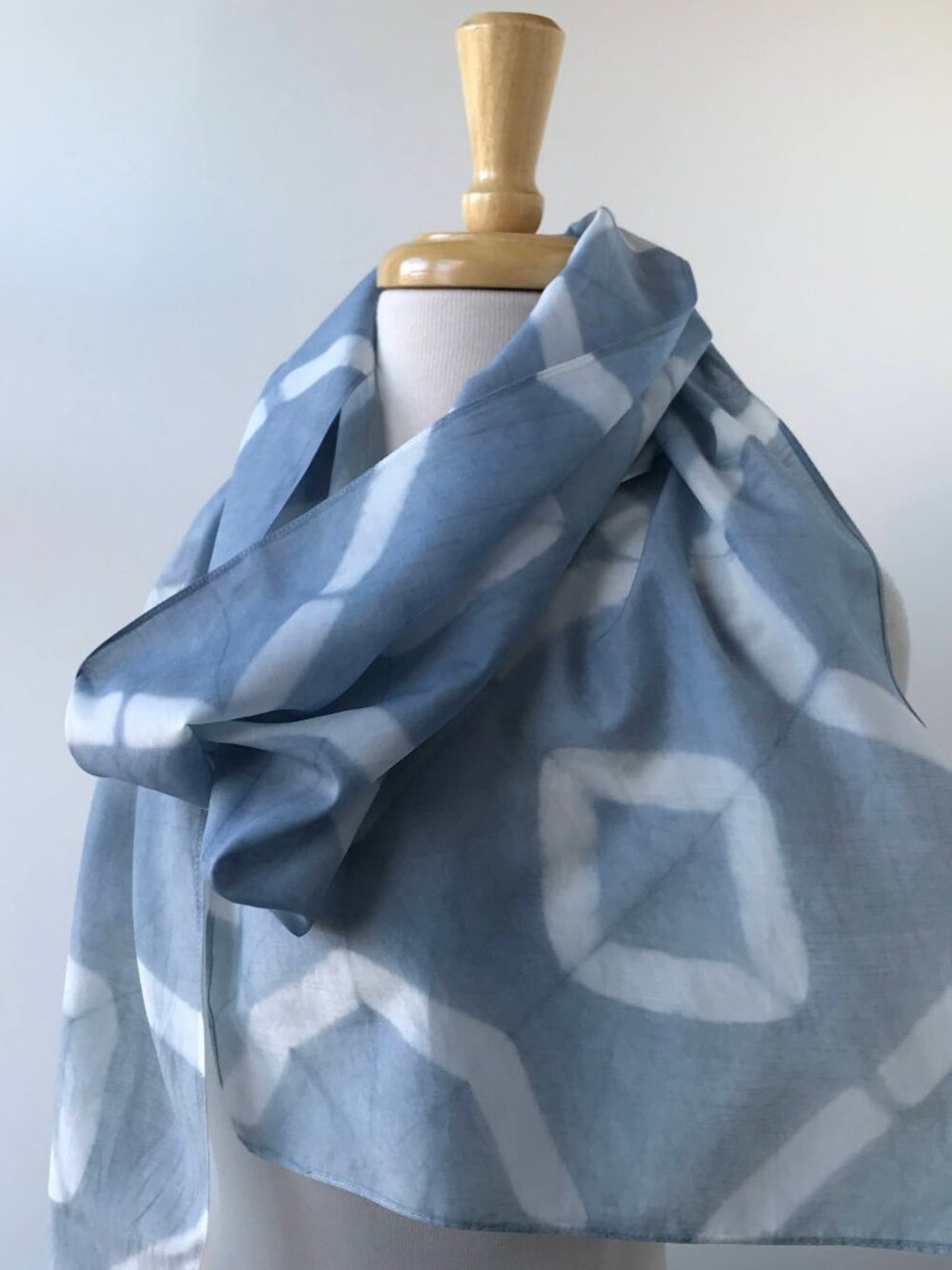 SAMPLE SALE NWT Artist Made Hand Dyed Indigo Blue and White Scarf Wrap